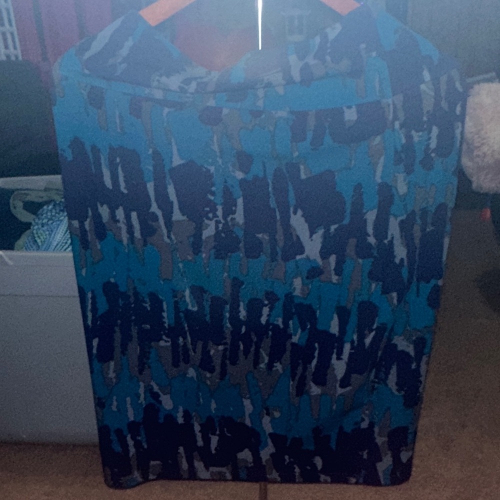 LuLaRoe Blue and Gray Patterned Skirt